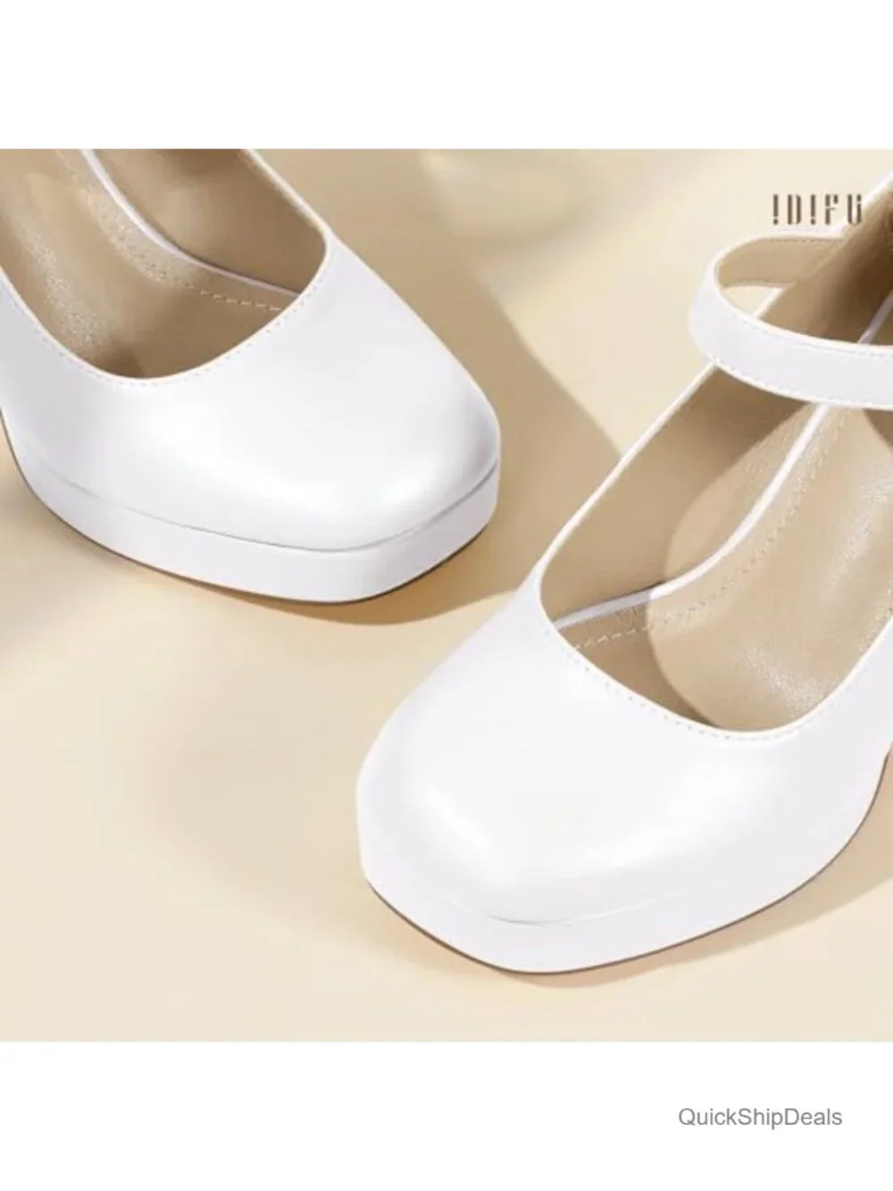 IDIFU Platform Mary Jane Shoes Women's Pumps High Closed Toe Heels